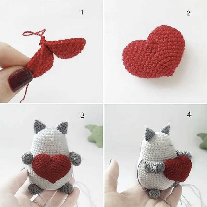 Amigurumi cat with a heart tutorial